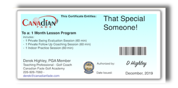 Golf Lesson Gift Certificates